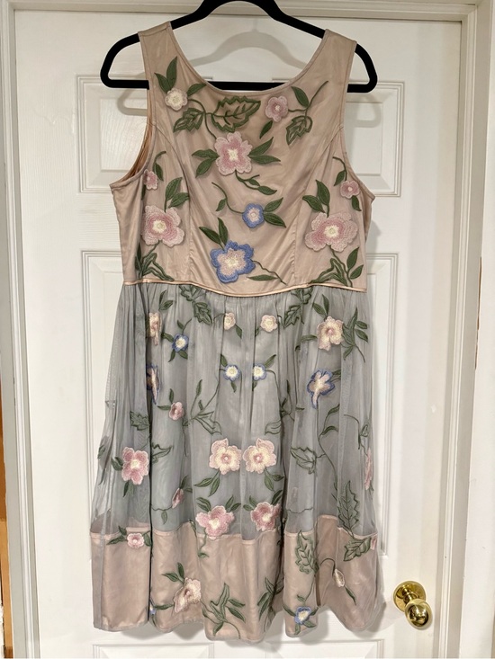 Sundance Dresses & Skirts - Sundance Beige and Pale Blue Floral Embroidered Midi Dress